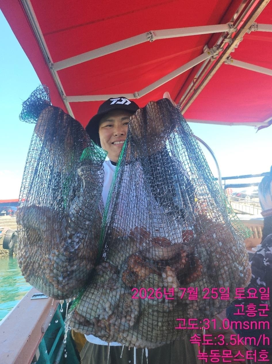 26년 7월 25일 고흥 녹동 팀보스선단 (왕)돌문어 조황